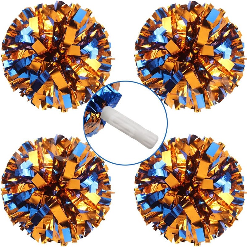Hooshing 4PCS Cheer Pom Poms with Plastic Handle Cheerleading Pompoms for Kids Team Sports Party Cheering - Image 1
